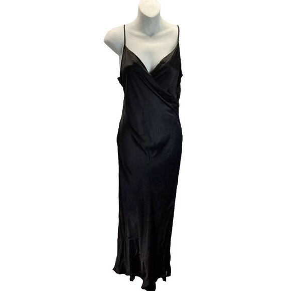 NEW‎ If By Sea Women's Black Med. midi maxi dress slinky satin GOTH sleeveless - Picture 1 of 10